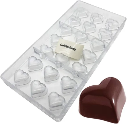 Miniatura 10 de Goldbaking Molde de chocolate con forma de corazón de diamante Bandeja de caramelo de policarbonato