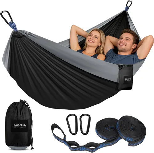 Miniatura 22 de Kootek Hamaca de campamento, hamacas portátiles con correas para árboles y bolsa de transporte adjunta, equipo esencial de campamento, perfecto