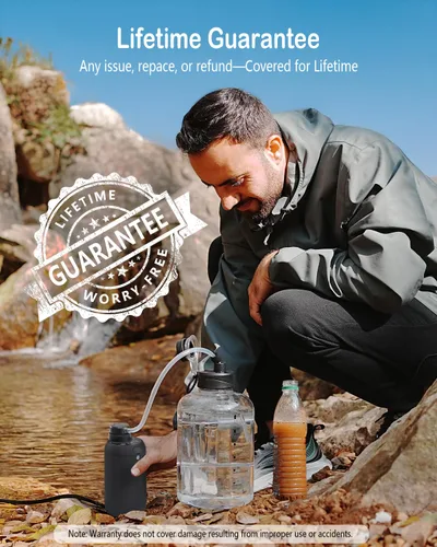 Miniatura 4 de BKLES Filtro de agua para campamento: purificador de agua portátil eléctrico de supervivencia, 0.01 micras, sistema de filtración de agua de 6