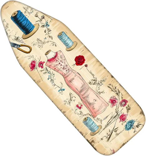 Miniatura 11 de Nuxovilar Maniquí de Costura Vintage y Funda para Tabla de Planchar con Patrón Floral, 15×54 pulgadas, Se Adapta a la mayoría de Tablas Estándar