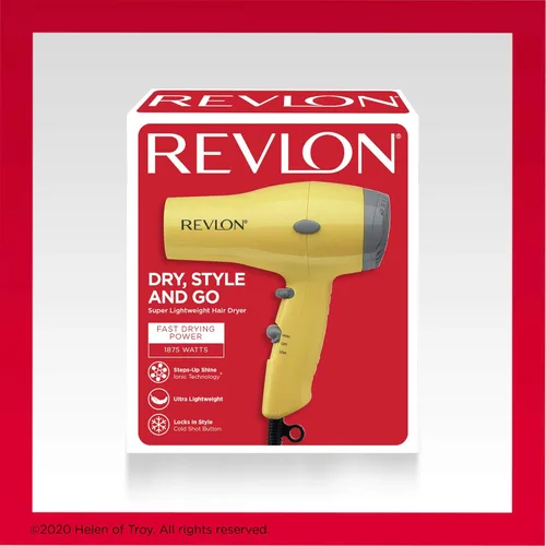 Miniatura 6 de REVLON Secador de pelo compacto Diseño ligero de 1875 W, perfecto para viajes, (amarillo)