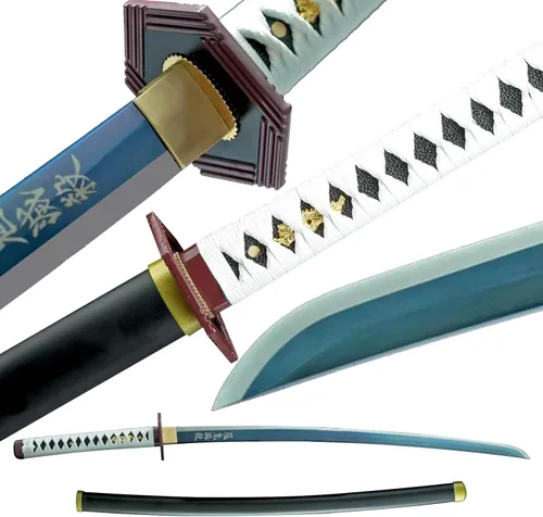 Miniatura 13 de Demon Slayer - Espada Tanjiro Katana de acero 1065, espiga completa, hecha a mano, Katana japonesa real, 41 pulgadas