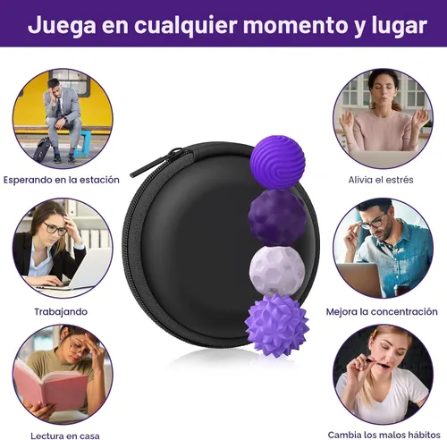 Miniatura 6 de BUSOHA Bolas Fidget de Silicona - Paquete de 4 Juguetes Fidget para Adultos Juguetes Sensoriales Pelotas Antiestrés para Adultos Adolescentes Morado