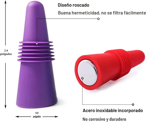 Miniatura 3 de Tapones de vino sellador de botellas de bebidas, tapones de silicona suave para botellas de vino, corchos con agarre superior para mantener el vino
