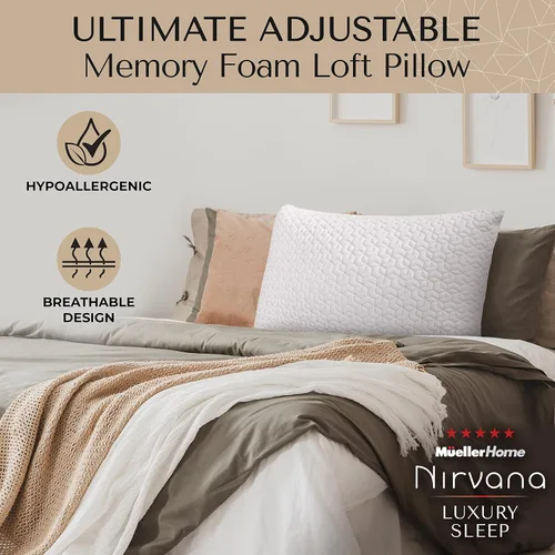 Miniatura 2 de Mueller Nirvana - Almohada cervical ajustable de espuma viscoelástica, almohadas cervicales inodoras para aliviar el dolor, almohada ortopédica