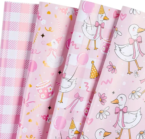 Miniatura 21 de WRAPAHOLIC Hoja de papel de regalo, 12 hojas con bonito diseño de animales para cumpleaños, vacaciones, fiestas, baby shower, 17.5 x 39.3 pulgadas