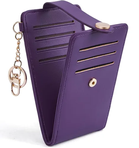 Miniatura 20 de POIUGOYA Billetera delgada para mujer, con bloqueo RFID, plegable, tarjetero con cremallera y bolsillo para monedas, ventana para identificación