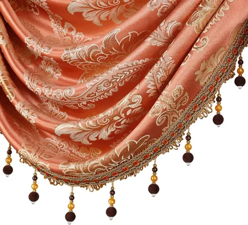 Miniatura 3 de ELKCA - Cenefa de cascada de tejido jacquard para dormitorio, cenefa de cortina de lujo para sala de estar