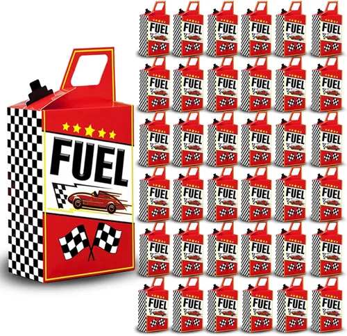 Miniatura 6 de 12 piezas Cajas de regalo de combustible de coche de carreras Suministros de fiesta de cumpleaños de carreras Bandera a cuadros negra y blanca Cajas