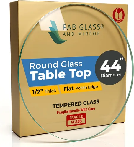 Miniatura 43 de Fab Glass - Mesa redonda de cristal de 48 in, grosor de 3/4 in, cristal pulido plano templado, Vidrio, Transparente