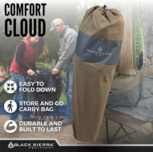 Miniatura 3 de Black Sierra Silla de campamento de gran tamaño para adultos, asiento al aire libre resistente con acolchado de felpa, soporta 400 libras, Marrón