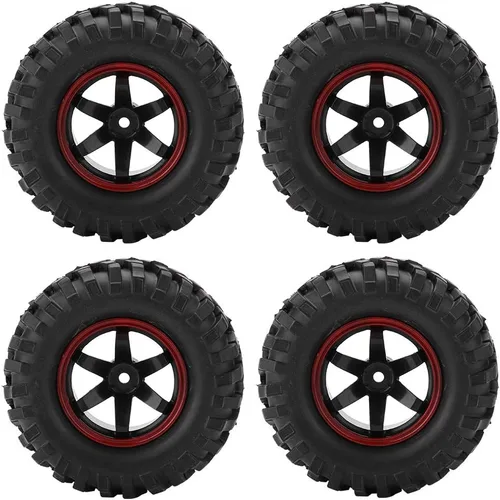 Miniatura 5 de Neumáticos de automóvil a control remoto, 4 piezas de goma de 6 agujeros con bujes neumáticos todoterreno para entusiastas de vehículos de oruga RC