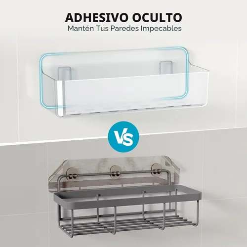 Miniatura 6 de Nieifi Estante adhesivo de pared, estantes de ducha, organizador de ducha para organización de baño (A-transparente, 2 piezas)