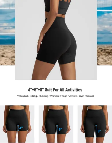 Miniatura 2 de 6 Pack 4+6+8 Spandex Biker Shorts for Women, Compression Volleyball Shorts for Workout High Waisted