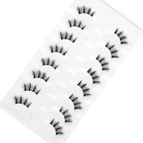 Miniatura 426 de Pooplunch - Pestañas postizas finas de visón sintético, estilo ojo de gato, naturales, cruzadas, tipo racimo, efecto 8D de volumen, tiras