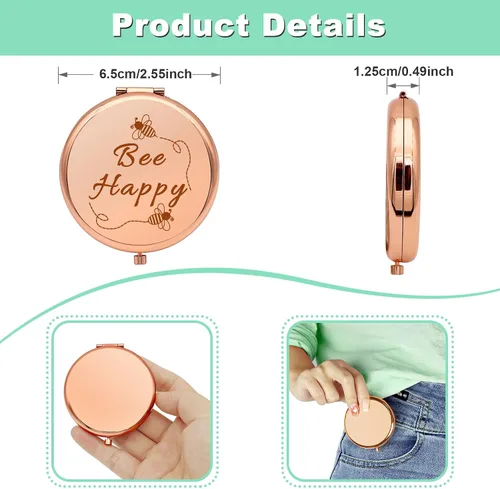 Miniatura 4 de Regalo de abeja para mujeres, regalos para amantes de las abejas de la miel, regalos para niñas, regalos inspiradores, espejo de maquillaje compacto