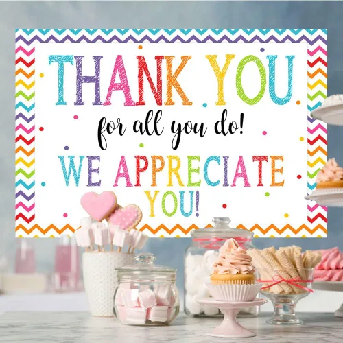 Miniatura 3 de Telón de fondo de 5 x 3 pies con texto en inglés "Thank You for All You Do Felicitaciones Graduados" Be Thankful to The Teacher Doctor Staff We