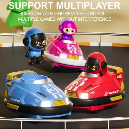 Miniatura 6 de OBEST Paquete de 2 autos de control remoto, auto de choque de expulsión RC para niños, luz y sonido y autos de parachoques giratorios de 360°