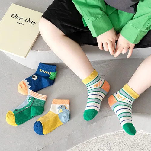 Miniatura 5 de SUITBOY Calcetines de malla de verano para bebés niños y niñas, calcetines de tobillo lindos de algodón, 5 pares
