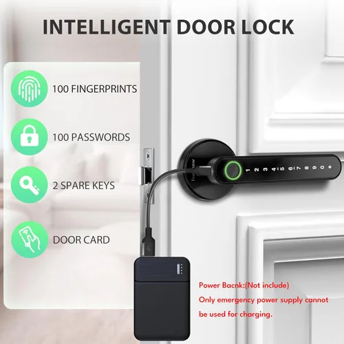 Miniatura 5 de Cerradura de puerta con huella dactilar, perilla biométrica de puerta con teclado sin llave, cerraduras de puerta para dormitorios, hogar, hotel