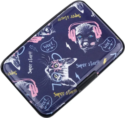 Miniatura 40 de Tarjetero de aluminio con bloqueo RFID para hombres y mujeres, elegante cartera de viaje con 7 ranuras, la mejor protección contra escaneos