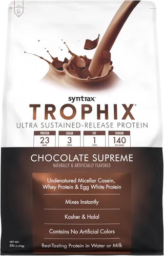 Miniatura 8 de Syntrax Nutrition Trophix, Mezcla de polvo de proteína de liberación ultra sostenida, pudín de plátano 2 libras.