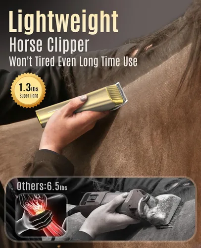 Miniatura 4 de oneisall cortaúñas inalámbricas para caballos, cortaúñas para el aseo de bajo ruido de 2 velocidades, kit de aseo y afeitado para caballos para pelo
