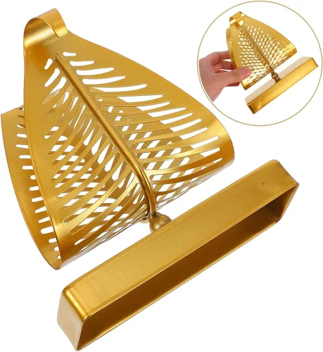 Miniatura 7 de Metal Napkin Holder Stand with Leaf Design, Large Rustic Tabletop Napkin Dispenser Organizer for Kitchen and Dining, Gold Finish with Long Base for
