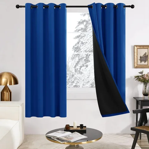 Miniatura 87 de Deconovo Cortinas 100% opacas, cortinas de ventana con aislamiento térmico, paneles reductores de ruido, cortinas de forro negro, con ojales