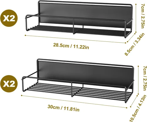 Miniatura 5 de Mystozer Paquete de 4 Estantería Magnética para Especias para Refrigerador, Organizador Magnético de Estante para Nevera para Almacenamiento