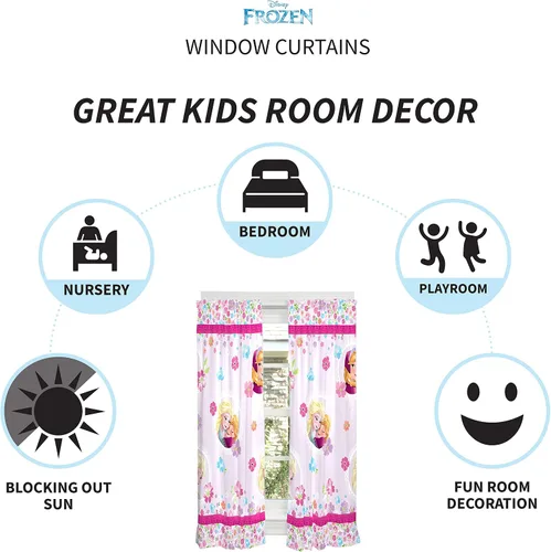 Miniatura 2 de Franco - Juego de cortinas para ventanas de habitación infantil Disney Frozen - Púrpura claro