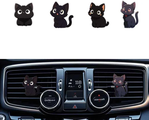 Lindos clips para ambientador de aire del automóvil, lindo clip negro de gato para rejilla de ventilación del automóvil, accesorios decorativos para