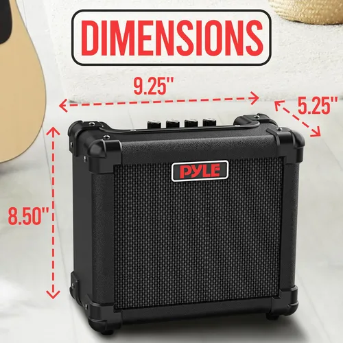 Miniatura 3 de Pyle Amplificador portátil de guitarra eléctrica, batería o pared, 10 vatios, mini amplificador de instrumento con altavoz de alta definición de 5