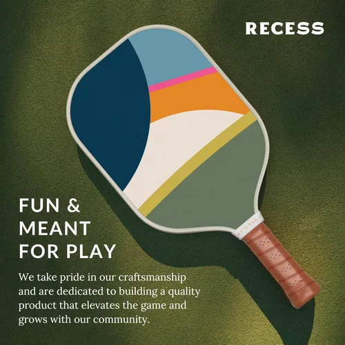 Miniatura 5 de Recess Premium Pickleball Paddle - Superficie de fibra de vidrio fuerte y duradera, ligera, núcleo de panal y asas de agarre cómodas, torneo o juego