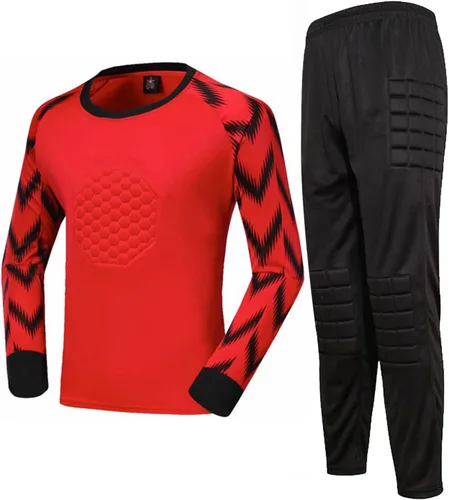 Conjunto de camiseta y pantalones de portero acolchados para hombre para adultos y niños, camiseta de portero de fútbol de manga larga, kit de