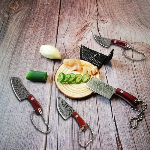 Miniatura 3 de Juego de cuchillos de bolsillo de Damasco Mini Chef Tiny Cleaver para abridor de paquetes Cortador de caja - de 4