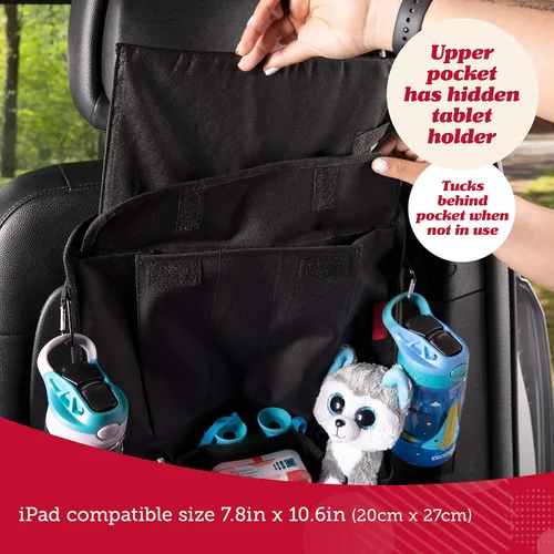 Miniatura 6 de Organizador para asiento trasero de coche Lusso Gear - Alfombrilla protectora contra los pies de los niños - 12 bolsillos grandes de almacenamiento
