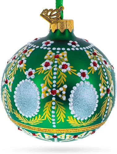 Miniatura 2 de 1908 Alexander Palace Royal Egg Bola de cristal verde adorno de Navidad 3.25 pulgadas