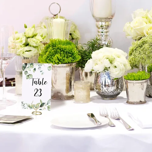 Miniatura 6 de Spakon 52 piezas de números de mesa de boda 1-25 y 1 tarjeta de cabeza con 26 soportes dorados de números de mesa de corazón para boda, cumpleaños