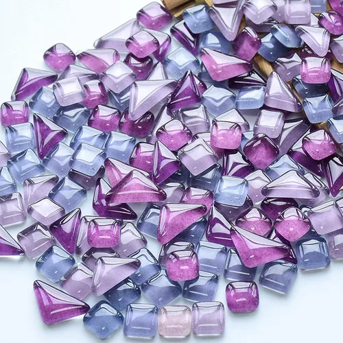 Miniatura 17 de Azulejos de mosaico para manualidades, varios colores, vidrio, purpurina, suministros de mosaico, piezas a granel, cuadrado, triángulo, rectángulo