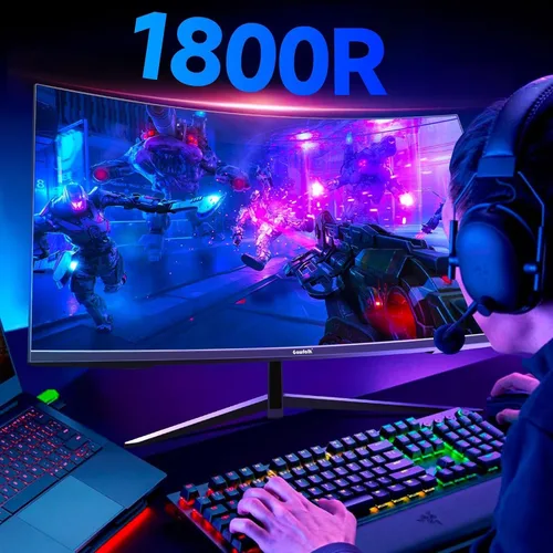 Miniatura 5 de Gawfolk Monitor curvo de juegos de 32 pulgadas 240Hz pantalla de PC Full HD 1080P, pantalla de computadora curvada sin marco 1800R, FreeSync, ángulo