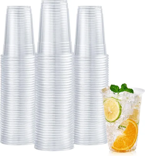 Miniatura 11 de Turbo Bee Paquete de 100 Vasos de Plástico Transparente de 9 oz, Vasos Desechables de Plástico Transparente para Beber, Vasos de Fiesta de Plástico