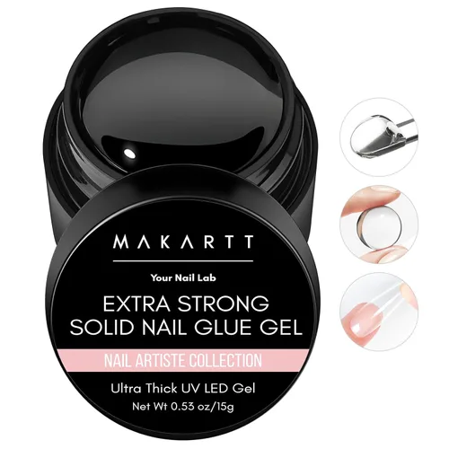 Makartt Gel de pegamento sólido para uñas: pegamento de uñas de gel extra fuerte para uñas a presión y puntas falsas, pegamento de uñas fuerte de
