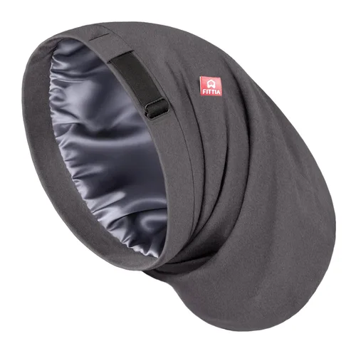 Miniatura 7 de Fittia Cofia de satén para dormir, sedosa sin encrespamiento para el cuidado de rizos, correa ajustable para no deslizarse, gorra para trenzas