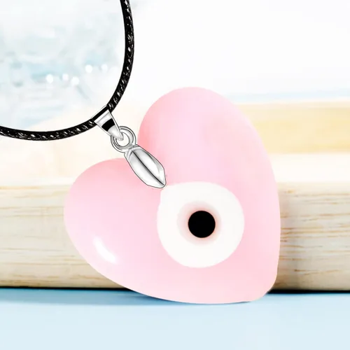 Miniatura 8 de Long tiantian - Collar de ojo turco de vidrio para el mal de ojo, con cuerda de cuero para mujeres y hombres, protege la suerte, color azul