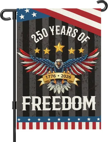 Miniatura 9 de Banderas de jardín con el 250 aniversario de Estados Unidos para exteriores, bandera de Estados Unidos del 250 aniversario 1776-2026, letrero