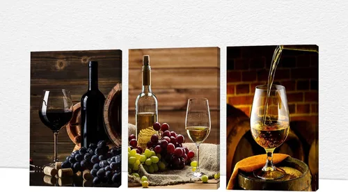 Miniatura 15 de Arte de pared de comedor y cocina, arte moderno para pared, cuadros para cocina y comedor, arte de pared de copas de vino tinto, arte de pared