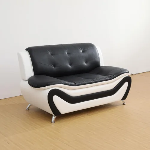 Miniatura 4 de Juego de muebles de sala de estar de 3 piezas, juego de sofá de piel sintética, juego de sofá blanco y negro para el hogar, apartamento, oficina