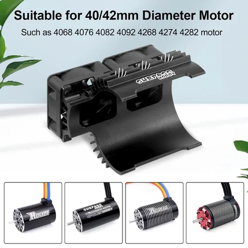 Miniatura 4 de OGRC Ventiladores de refrigeración RC Dual de 30mm 27000 RPM Disipador de calor para motor de coche RC con cubierta de metal 4068 4274 Disipador