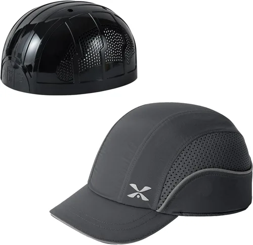 Miniatura 16 de TIHEEN Gorra de seguridad unisex, estilo gorra de béisbol con rayas reflectantes, ligera y transpirable, gorra de protección para la cabeza